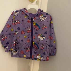 Purple Kids light weight windbreaker with Unicorns & Rainbows